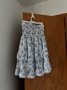BLUE FORAL MINI DRESS